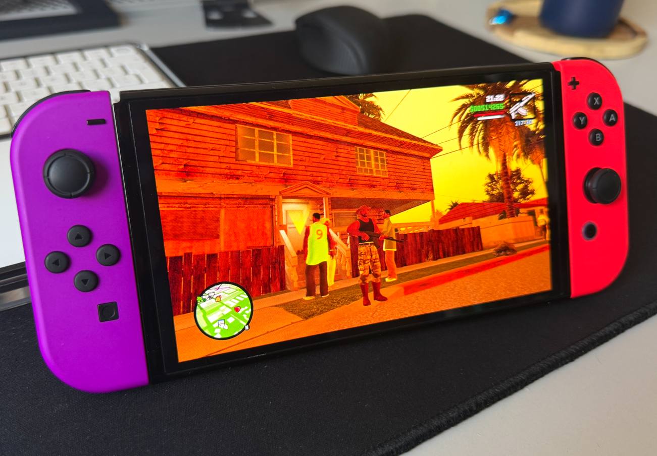 GTA San Andreas running on the Nintendo Switch.